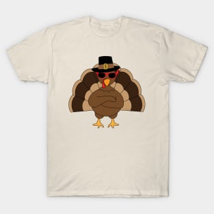 Cool Turkey with sunglasses Happy Thanksgiving T-Shirt